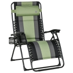 Outsunny Outdoor Zero Gravity Reclining Lounger Chair, Foldable w/Pillow, Cup Holder, Green