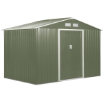 Outsunny 9' x 6.5' x 6.5' Outdoor Backyard Garden Tool Shed with Double Sliding Doors, 4 Air Vents, and Steel Frame, Green