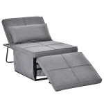 HOMCOM 4-in-1 Multi Function Folding Single Sofa Bed with Retractable Footrest, Convertible Sleeper with Adjustable Backrest For Living Room and Small Spaces, Grey