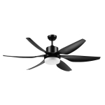 HOMCOM 52" Reversible Indoor Ceiling Fan with Light, Modern Mount LED Lighting Fan with Remote Control, for Bedroom, and Living Room, Black
