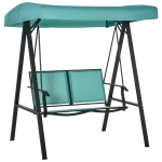 Outsunny 2 Person Adjustable Patio Swing Chair w/ Mesh Seats and Steel Frame, Blue