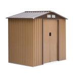 Outsunny 7' x 4' x 6' Steel Outdoor Shed Organizer, Garden Storage with 4 Vents for Airflow and 2 Easy Sliding Doors, Brown
