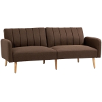 HOMCOM Two Seater Sofa Bed, Convertible Futon Couch Bed, Linen Upholstered Loveseat with Adjustable Backrest for Small Spaces, Living Room, Apartment, and Dorm, Brown