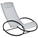 Outsunny Outdoor Patio Rocker Chair w/Removeable Pillow & Safety Stoppers, Grey