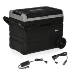 Outsunny 12 V Car Fridge, 2 Zone 48 Quart Portable Compressor Electric Cooler with Wheels, Pull-up Handle, Cutting Board, 12/24 V DC and 110 - 240 V AC for Outdoor, Driving, Travel