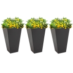Outsunny 28" Tall Garden Plastic Flower Pot, Set of 3, Large Outdoor & Indoor, Brown