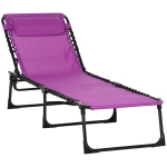 Outsunny Foldable Beach Chaise Lounge, 4 Adjustable Positions Sleeping Bed, Purple