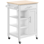 HOMCOM Compact Kitchen Trolley Utility Cart on Wheels with Open Shelf, White