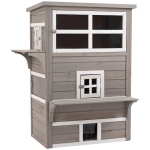PawHut Cat House, Outdoor 3-Tier Kitty Shelter, Weather Resistant, w/ Escape Door