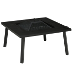 Outsunny 34" Outdoor Fire Pit, BBQ Grill Table w/ Spark Screen, Poker, Rain Cover