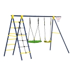 Outsunny Swingset Outdoor for Kids, w/ Adjustable Swing Seat, Basket Hoop, Climb Ladder