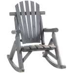 Outsunny Outdoor Rustic Single Rocking Chair, Adirondack Patio Chair, Charcoal Grey