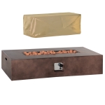 Outsunny 56" Propane Fire Pit Table 50,000BTU Gas Firepit w/ Cover & Lava Rocks, Brown