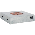 Outsunny 42" Square Propane Fire Pit Table 50,000BTU Gas Firepit w/ Rain Cover, Grey