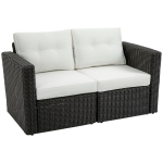 Outsunny 2 pc PE Rattan Wicker Configurable Patio Corner Outdoor Furniture Set