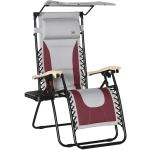 Outsunny Outdoor Zero Gravity Reclining Lounger Chair, Foldable w/ Cover, Cup Holder, Red