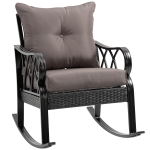 Outsunny Outdoor Patio Rattan Rocking Chair w/Ergonomic Design, Aluminum Tube, Black/Grey
