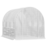Outsunny Large Outside Backyard Plant Greenhouse, Hot House w/ Zippered Doors, White