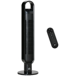 HOMCOM 39" Tower Fan Cooling for Bedroom with 80° Oscillating, 3 Speed, 12h Timer, LED Sensor Panel, Remote Control, Handle, Black