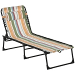 Outsunny Foldable Beach Chaise Lounge 4 Adjustable Positions Sleeping Bed, Colored