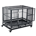 PawHut Heavy Duty Dog Crate Kennel Cage Pet Playpen Metal w/ Tray Caster
