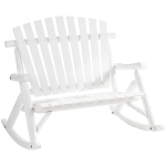 Outsunny 2-Seat Outdoor Rustic Adirondack Rocking Bench, Patio Chair, White