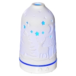 HOMCOM 100ml Ultrasonic Aromatherapy Diffuser, Essential Oils Humidifier with Ceramic Cover, 7 Colors LED Lights, Timer, Waterless Auto-off for Home and Office, White