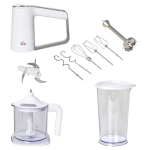 HOMCOM 5-in-1 Electric Hand Mixer, Handheld Mixer with Measuring Cup, 300W Immersion Blender with 5+1P Speeds, Dough Hooks, Chopper, Whisk and Mixers for Meat, Fruit, Mashed Potato and Milkshake