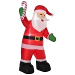 HOMCOM 8' H Christmas Holiday Yard Inflatable Outdoor Light Up LED Decoration Smiling Santa with Candy Cane