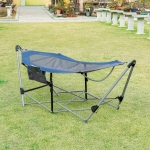 Outsunny Hammock with Stand, Portable Hammock with Carrying Bag and Pocket for Travel, Beach, Backyard, Patio, Hiking, Dark Blue