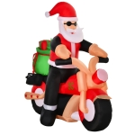 HOMCOM 5' H Christmas Holiday Yard Inflatable Outdoor Light Up LED Decoration Santa Claus Riding a Motorcycle
