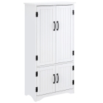 HOMCOM Accent Floor Storage Cabinet Kitchen Pantry with Adjustable Shelves and 2 Lower Doors, White