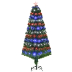 HOMCOM 5ft Fiber Optic Artificial Fir Christmas Tree, LED Pre-Lit Holiday Decoration with 180 Lights and Branch Tips