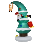 HOMCOM 8ft Christmas Inflatable Santa Claus Stuck In Tree, Outdoor Blow-Up Yard Decoration with LED Lights Display