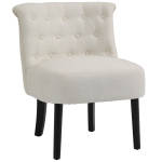 HOMCOM Modern Accent Leisure Chair with Mid Back Button-Tufted Upholstered Fabric and Wooden Legs for Living Room and Bedroom, Beige