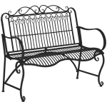 Outsunny 2 Seater Metal Park Garden Bench, Outdoor with Armrests & Back, Black