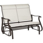 Outsunny 47" Outdoor Double Glider Bench, Backyard Patio Mesh Gliding Chair, Cream White