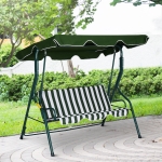 Outsunny Outdoor 3-person Metal Porch Swing Chair Patio Garden Poolside Stripes
