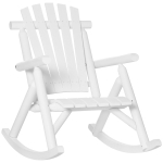 Outsunny Wooden Rustic Rocking Chair Indoor Outdoor Adirondack Rocker for Patio, White