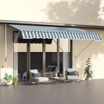 Outsunny 10x5ft Manual Retractable Patio Awning Window Door Sun Shade Deck Canopy Shelter Water Resistant UV Protector Green(c-1)