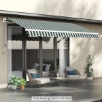 Outsunny 12' x 10' Retractable Awning Fabric Replacement Outdoor Sunshade Canopy Awning Cover, UV Protection, Green & White