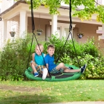 HOMCOM Φ39.25" Round Tree Swing Kids Nest Swing Seat Adjustable Rope for Outdoor Backyard, Garden