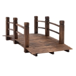 Outsunny 5' Wooden Rustic Arched Garden Bridge with Railings - Stained Wood