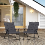 Outsunny Set of 2 Outdoor Folding Chairs with Adjustable Backrest, Padded Camping Chairs for Outdoor Events, Grey