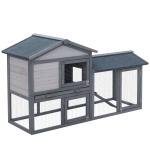 PawHut 58" Large Deluxe Outdoor Raised Wooden Weatherproofed Rabbit Hutch with Run