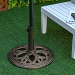 Outsunny Patio Umbrella Base Stand, Round Cast Iron Umbrella Holder for Outdoor, Patio, Garden,Deck and Beach, Fit Dia 38mm and 48mm Pole, Bronze