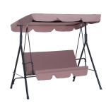 Outsunny Steel Outdoor Porch Swing Lounge Chair 3 Person with Top Canopy - Brown