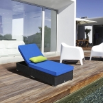 Outsunny Rattan Chaise Lounge Outdoor Sun Lounger Patio Wicker Bed Garden Adjustable Recliner Sofa Patio Furniture, Blue