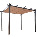 Outsunny 10' x 10' Outdoor Pergola Aluminum Gazebo w/ Retractable Canopy for Patio, Backyard, Party, Brown