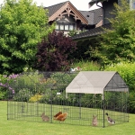 PawHut Outdoor Metal Kennel Enclosure for Small Animals, Utilizable as Rabbit or Chicken Run, 87" x 41" x 41", Black